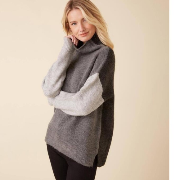 KAREN KANE Colorblock Funnel Neck Sweater Cabincore Nordic Cozy 0x - Picture 1 of 7